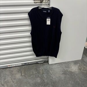 NWT Chaps Kent Dark Navy Blue V-Neck Cotton Sweater Vest Men’s Large L
